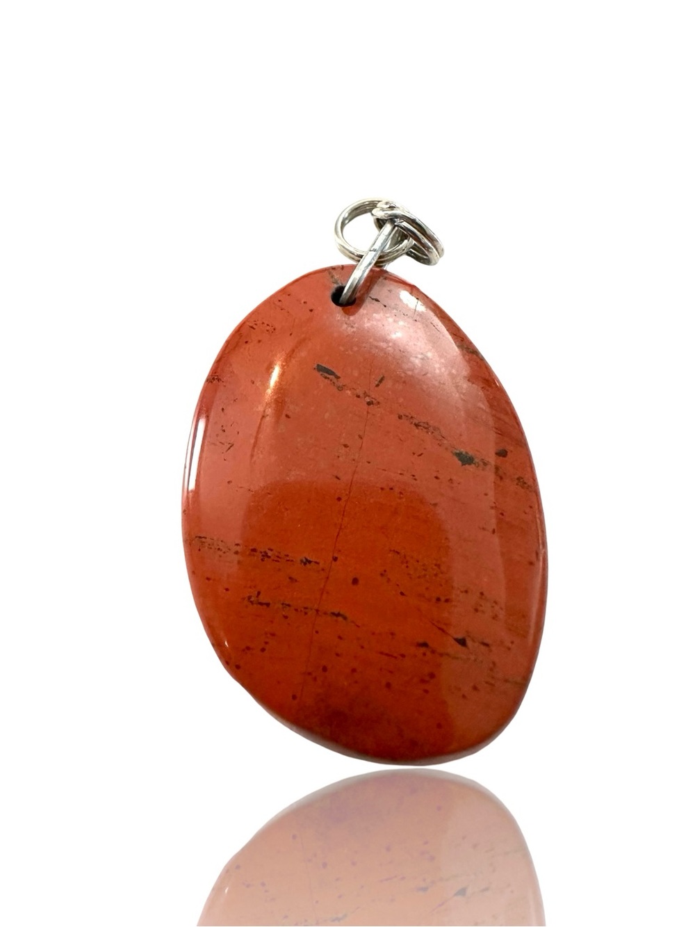 Red Jasper Oval Pendant - Polished Red Jasper Charm